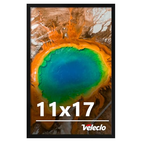 Veleclo 11x17 Picture Frame for Wall Display, 11x17 Black Picture Frame with Shatter Resistant Plexiglass, Stable and Stur...