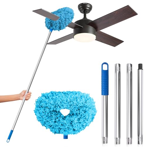 DRQ Ceiling Fan Cleaner Duster, Reusable Microfiber Duster with Extension Pole, 13 to 48 Inch Fan Blade Cleaner, Removable...