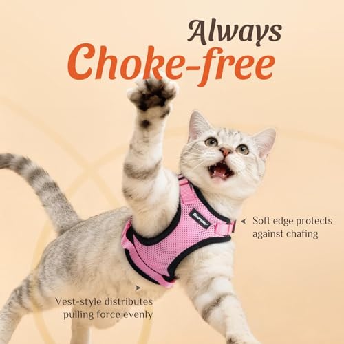 Dooradar Cat Harness and Leash Set, Escape Proof Safe Adjustable Kitten Vest Harnesses for Walking, Easy Control Soft Brea...