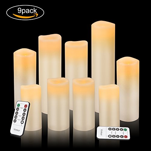 Vinkor Flameless Candles Battery Operated Candles Real Wax Pillar LED Candles with 10-Key Remote and Cycling 24 Hours Time...