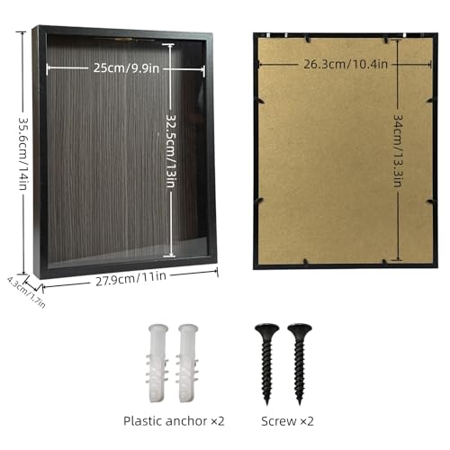Travel Shadow Box 11×14 Black Top Loading Display Case Frame with Top Slot, Perfect for Movie Travel Concert Sporting Even...