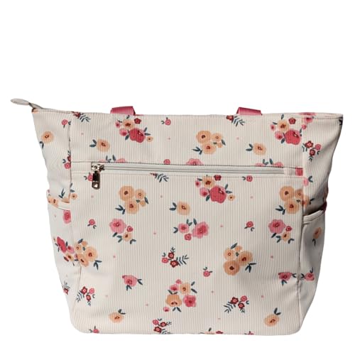 ESVAN Original Floral Tote Bag Large Shoulder Bag with Multi Pockets for Gym Travel Beach Daily Bags