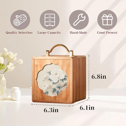 KAOTGOT Wooden Jewelry Box for Women Walnut Wooden Jewelry Box with handle 4-Tier Jewelry Organizer for Rings, Necklaces