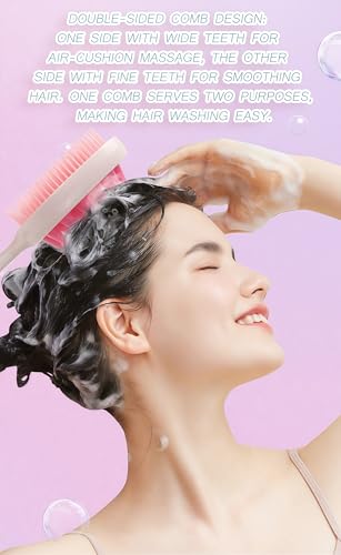 Double-Sided Comb Brush, Silicone Scalp Massage Hair for Wet and Dry Use, Scalp Cleaning and Relaxing, Portable Hair Washi...