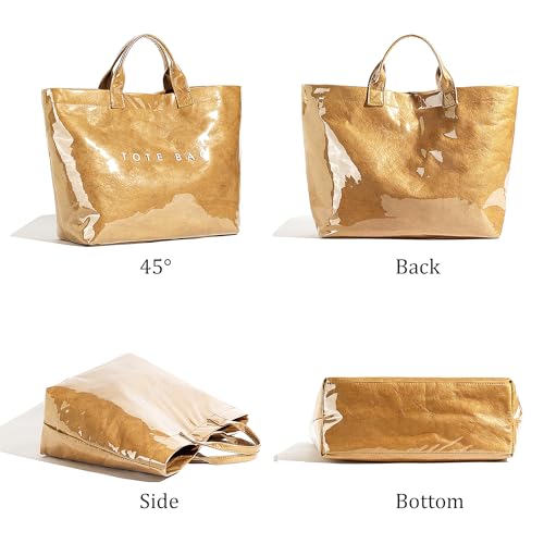 BBIQI PVC Tote Bag for Women Waterproof Plastic Summer Tote Letter Print Hobo Handbag for Beach, Pool, Picnic, Travel & Gift