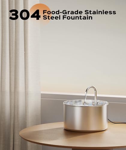 Stainless Steel Cat Water Fountain: Pet Fountains Indoor Metal Automatic Dispenser Cat Waterer Bowls Dog Faucet Bottle Pet...