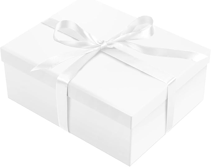 ysmile White Gift Box with Lid for Present Large Collapsible Gift Box with Filler Paper Ribbon for Birthday Anniversary 1...