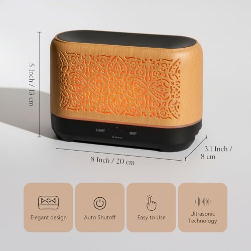 Earnest Living Essential Oil Diffuser Classic Flame Diffuser 200ml Timers Night Lights and Auto Off Function Home Office H...