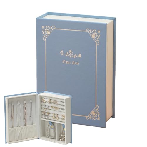 WEIKIMFF PU Leather Book Jewelry Organizer Box with Magnetic Closure, Stylish Jewelry Box for Women and Girls,Travle Jewel...