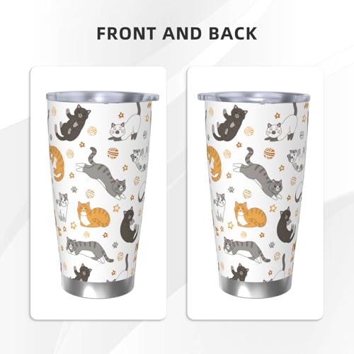 Sanghing Cute Cat Tumbler with Lid and Straw, 20 OZ Stainless Steel Water Bottle Travel Coffee Mug Double Wall Insulated C...