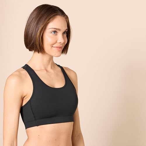 Amazon Essentials Women's Medium Support Sports Bra, Active Sculpt, Racerback, Scoop Neck