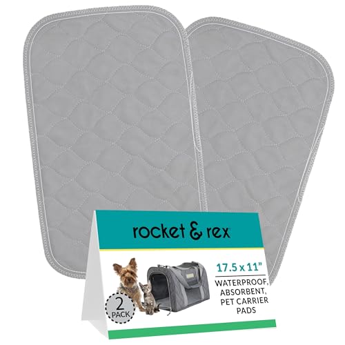 rocket & rex Premium Washable Pet Carrier Pads, Reusable, Waterproof & Absorbent, Dog and Cat Pads for Lining Travel Carri...