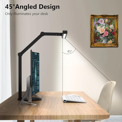 Micomlan Architect Desk Lamp with Atmosphere Lighting, Adjustable Led Desk Light for Home Office with Base, 24W Bright Aut...