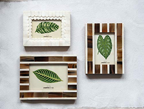White Scalloped Bone & Wood Photo Frame (Holds 4" x 6" Photo)