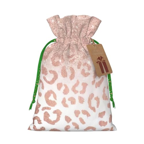 LHBZXMKJ rose gold glitter Print Drawstring Present Bags Christmas gifts Wrapping Sacks Pouches for Xmas Party ﻿