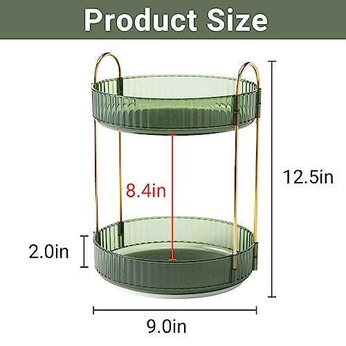 Asayuee 360 Rotating Makeup Organizer for Vanity,2 Tier Large Capacity Skincare Organizers,Bathroom Counter Organizer, Spi...