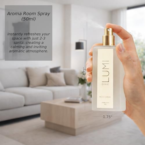 Luxury Aroma Gift Set | Peony Garden - Reed Diffuser (200ml), Wood Wick Soy Candle (200g), Room Spray (50ml) | Includes Dr...