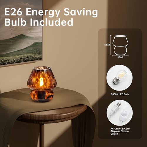 Dawnwake Mushroom Lamp Small Lamp Table Lamp for Bedroom, Desk Bedside Lamps for Living Room,Mushroom Decor Cute Mini Mode...