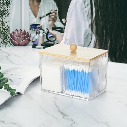 KIMCHOMERSE Qtip Holder Storage, Bathroom Cotton Ball Holder Canisters for Cotton Swab, Cottons Pad, Dental Floss Organize...