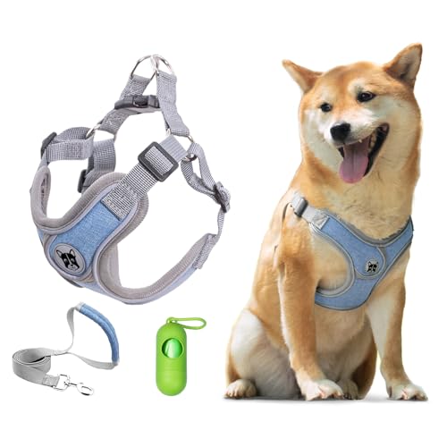 Patas Lague Dog Harness with Leash Set for Small Medium Dogs, No Pull No Choke Reflective Step in X Head Pet Harness Vest ...