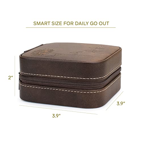 Custom Leather Jewelry Box w/Name & Birth Flower Month - Birthday Gifts for Women, Personalized Jewelry Travel Case - Cust...