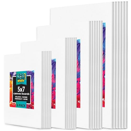 KEFF 24-Pack 𝗣𝗥𝗘𝗠𝗜𝗨𝗠 Canvas for Painting, 6 of 5x7, 8x10, 9x12,11x14 Painting Canvas Boards, Art Supplies for Adult...