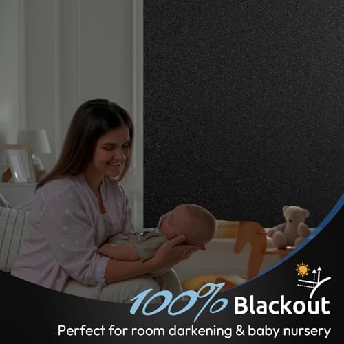 rabbitgoo Blackout Window Film, Sun Heat Blocking Privacy Cover for Glass, Removable Opaque Room Darkening Dark Black Out ...