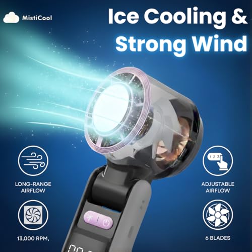 Misticool ArcticPad Portable Peltier Chill-Pad Fan with LED Display, 13K RPM & 100 Speeds (2–6 H Runtime & 1.5 H Fast Char...
