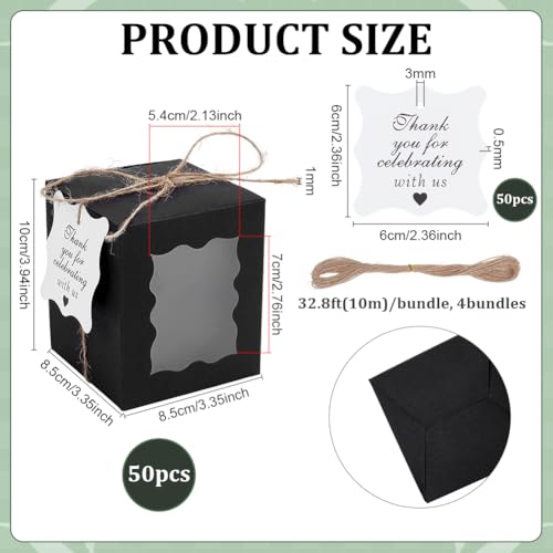 PH PandaHall 50 Sets Candles Gift Box, Clear Visible Kraft Paper Box 3.3x3.3x3.9 inch Candles Packaging Storage Box for 10...