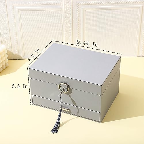 BOOVO Earring Jewelry Box For Women Girl Stud Organizer, 5 Layers Girl Jewelry Organizer Box With Lock Earring Holder Orga...