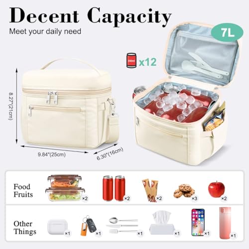 DALINDA Lunch Bag Cooler Bag Lunch Box for Women Men, Insulated Leak-Proof Lunch Bags Lightweight for Picnic,Grocery,Beac...