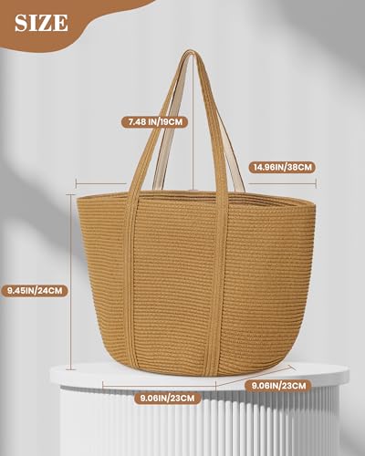 Straw Bag, Beach Bag Straw Beach Bags for Women Foldable Packable Beach Tote Lightweight Large Shoulder Handbags