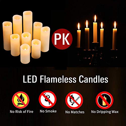 antizer Flameless Candles Led Candles Pack of 9 (H 4" 5" 6" 7" 8" 9" x D 2.2") Real Wax Battery Candles with Remote Timer ...