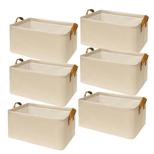 SNWDN 6 Pack Closet Cloth Storage Bins for Shelves, Medium Storage Baskets for Shelves, Fabric Bins for Closet organizatio...