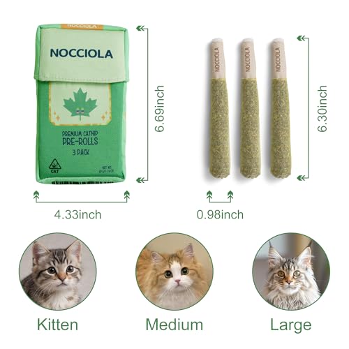 Nocciola 3 Pack Catnip Toys for Cats, Funny Cat Toys Filled with 100% Pure Organic Catnip, Safe Kitten Teething Chew and K...