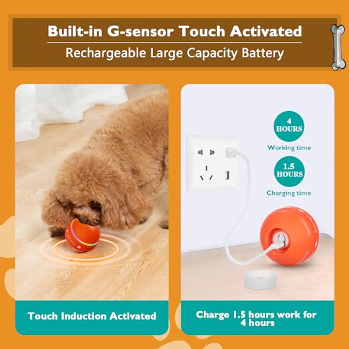 PetDroid Interactive Dog Toys Dog Ball, [Newly Upgraded] Durable Motion Activated Automatic Rolling Ball Toys for/Small/Me...