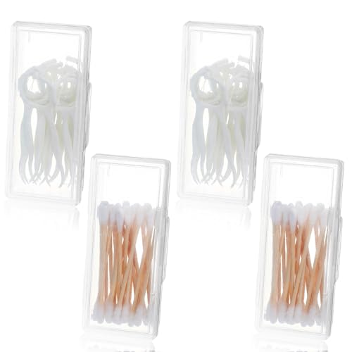 YBEATY 4 Pcs Cotton Swab Holder for Travel Portable Small Dental Floss Picks Case Clear Plastic Buds Storage Containers Bo...