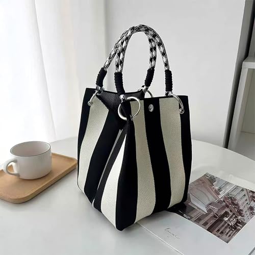 Anopo Knit Bucket Bag Small Tote Purse for Women Wristlet Handbag with Magnetic Closure Detachable Handle 5.9"*8.3"