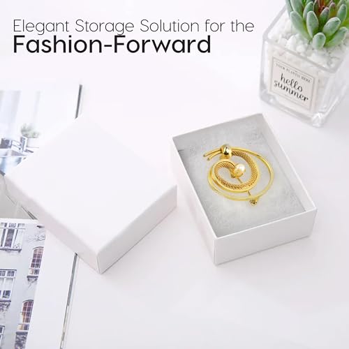 BULK PARADISE 6 Pack Cotton Fill White Cardboard Paper Jewelry Box Gift Size 3.08 x 2.28 x 1.1 Inches Perfect for Small Gifts
