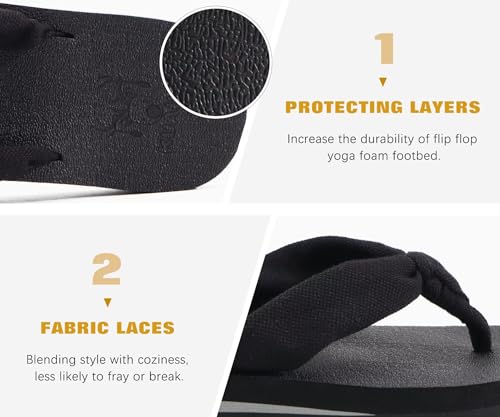 KuaiLu Flip Flops for Women with Arch Support Yoga Mat Comfortable Summer Beach Walking Thong Cushion Sandals Slip On Indo...