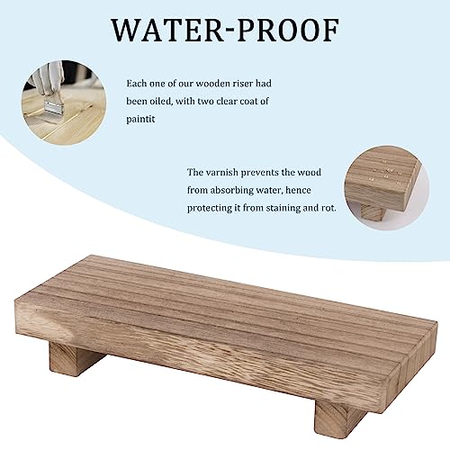 zoocatia Small Wood Tray Pedestal Stand Farmhouse Bathroom Decor Decorative Wooden Riser Kitchen Soap Dish Holder for Vani...