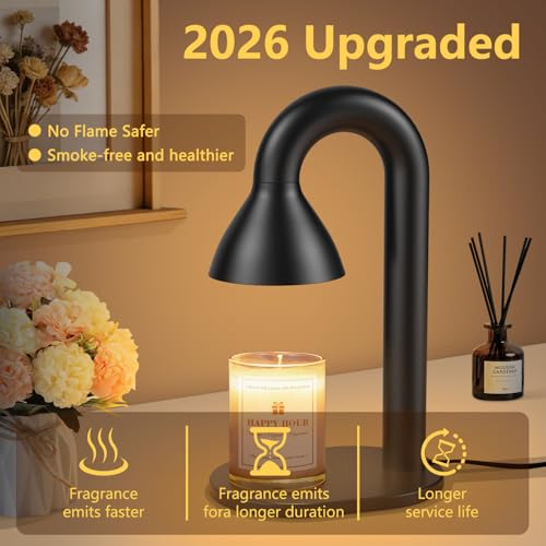 Candle Warmer Lamp with Timer and Dimmer,Minimalist Modern Black Electric Wax Warmer for Women Mom, Best Birthday and Hous...