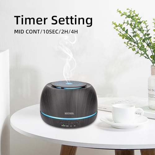 SEEDSEEL 300ML Essential Oil Diffuser,Ultrasonic Aromatherapy Diffuser, 7-Color Gradient Lights, Remote Control, 8 Hours R...