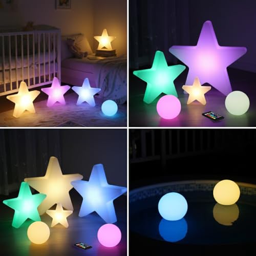 COPU 12-inch LED Star Sign Night Light, Fun & Cute Stars Mood Lamp for Kids, 16 RGB Colors & 4 Modes, Rechargeable, Waterp...