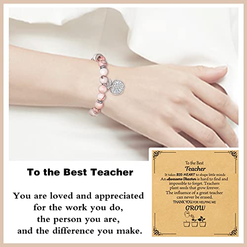 U-Zomir Teacher Appreciation Gifts for Women, Teacher Gifts Natural Stone Bracelet with Message Card for Appreciation Week...