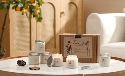 Scented Candle Gift Set for Women, Pet-Friendly 6-Pack Soy Wax Candles, 10% Essential Oils, Quick Diffusion, Long-Lasting ...