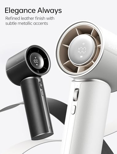 JISULIFE Handheld Fan Pro1 Mini - Refined Utility: Elite PU Leather, 30 Hour Cooling Power, Aroma Pod, 100-Speed Precisio...