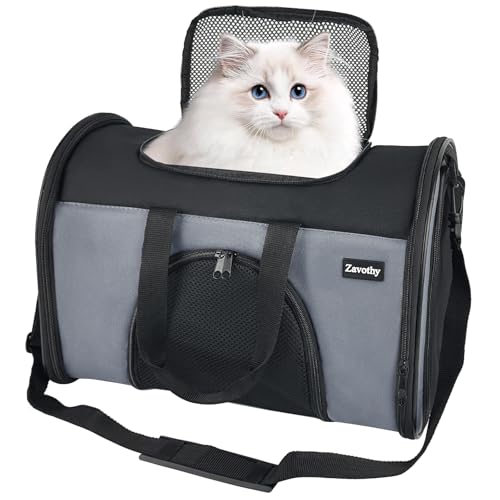 Zavothy TSA Airline Approved Soft-Sided Pet Carrier for Small to Medium Cats and Puppies, Up to 15 Lbs – Collapsible Trave...