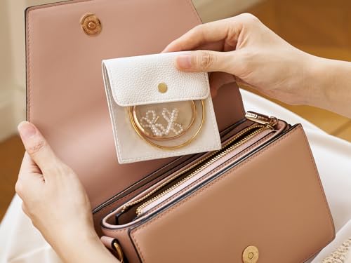 Popvibe 6 Pcs Mini Pouch Small Jewelry Bags Travel Clear Jewelry Storage Bag, Leather Jewelry Pouches for Traveling Velvet...