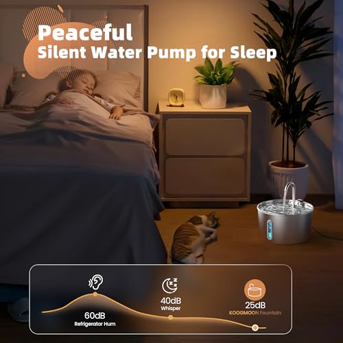 Cat Water Fountain Stainless Steel: 2.2 L Cat Fountain for Drinking - Automatic Pet Water Fountain for Cats Inside - Metal...